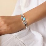 gw bng 001 wave bangle blue opals model wrist 1