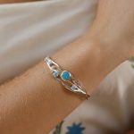gw bng 001 wave bangle blue opals model wrist 2