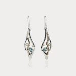 gw ear 001 sculptural leaf drop earrings pearl blue topaz main