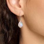 gw ear 002 teardrop earrings rainbow moonstone model detail