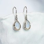 gw ear 002 teardrop earrings rainbow moonstone styled stone