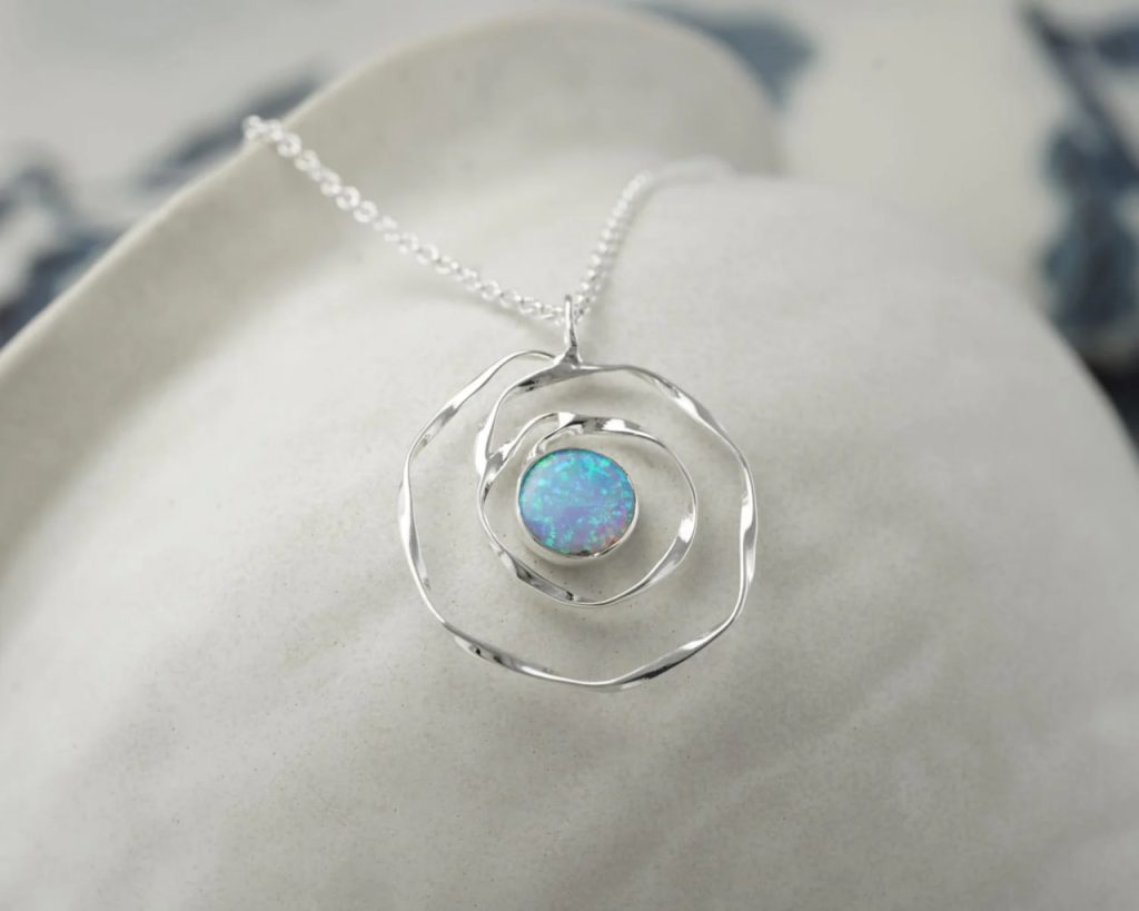 gw pnd 001 spiral pendant blue opal styled fabric