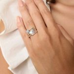 gw rng 002 sculptural ring moonstone opal model hand
