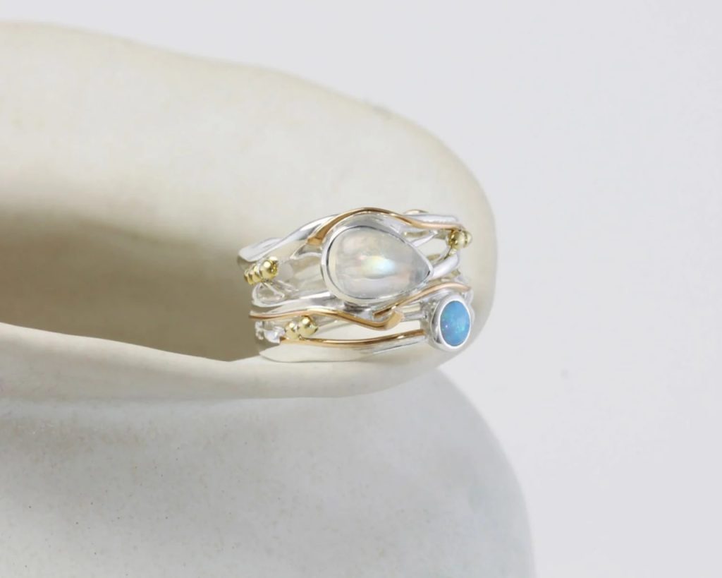 gw rng 002 sculptural ring moonstone opal styled stone
