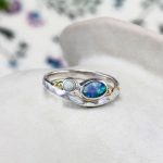 gw rng 003 hammered ring blue white opal styled cushion
