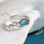 gw rng 003 hammered ring blue white opal styled stone